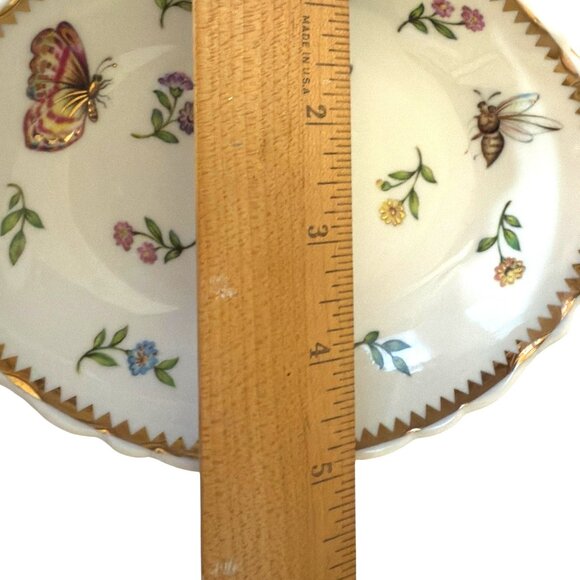 Godinger Primavera Pattern Serving Dish Butterfly Bee Ladybug Gold Plated 7" - Picture 9 of 10